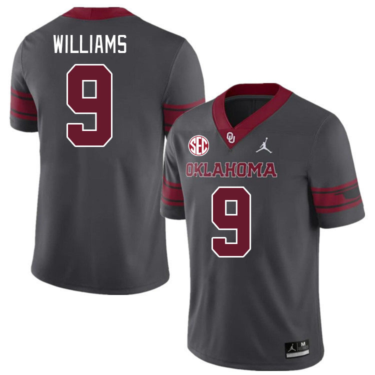 Men #9 Gentry Williams Oklahoma Sooners 2024 SEC Conference College Football Jerseys-Charcoal